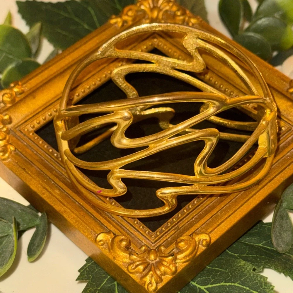 Vintage Modern Gold Tone Cuff Bracelet - Picture 12 of 16